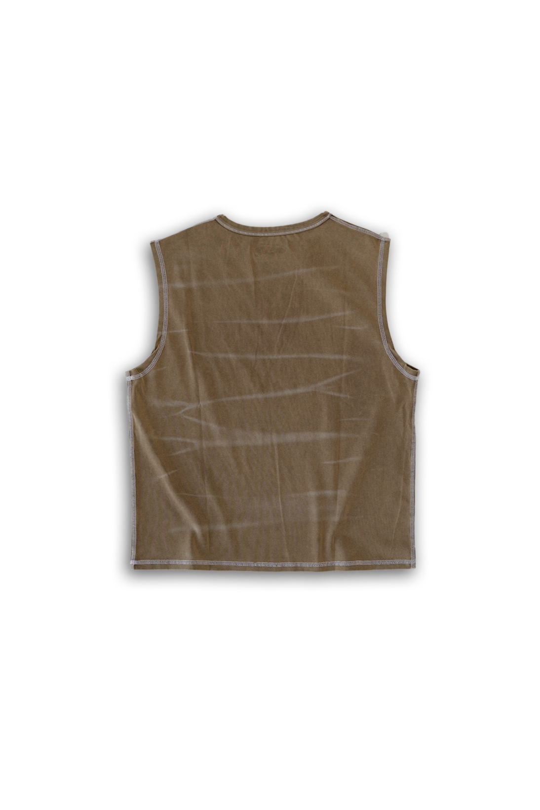 mud finished cutoff tank top with alloy emblem