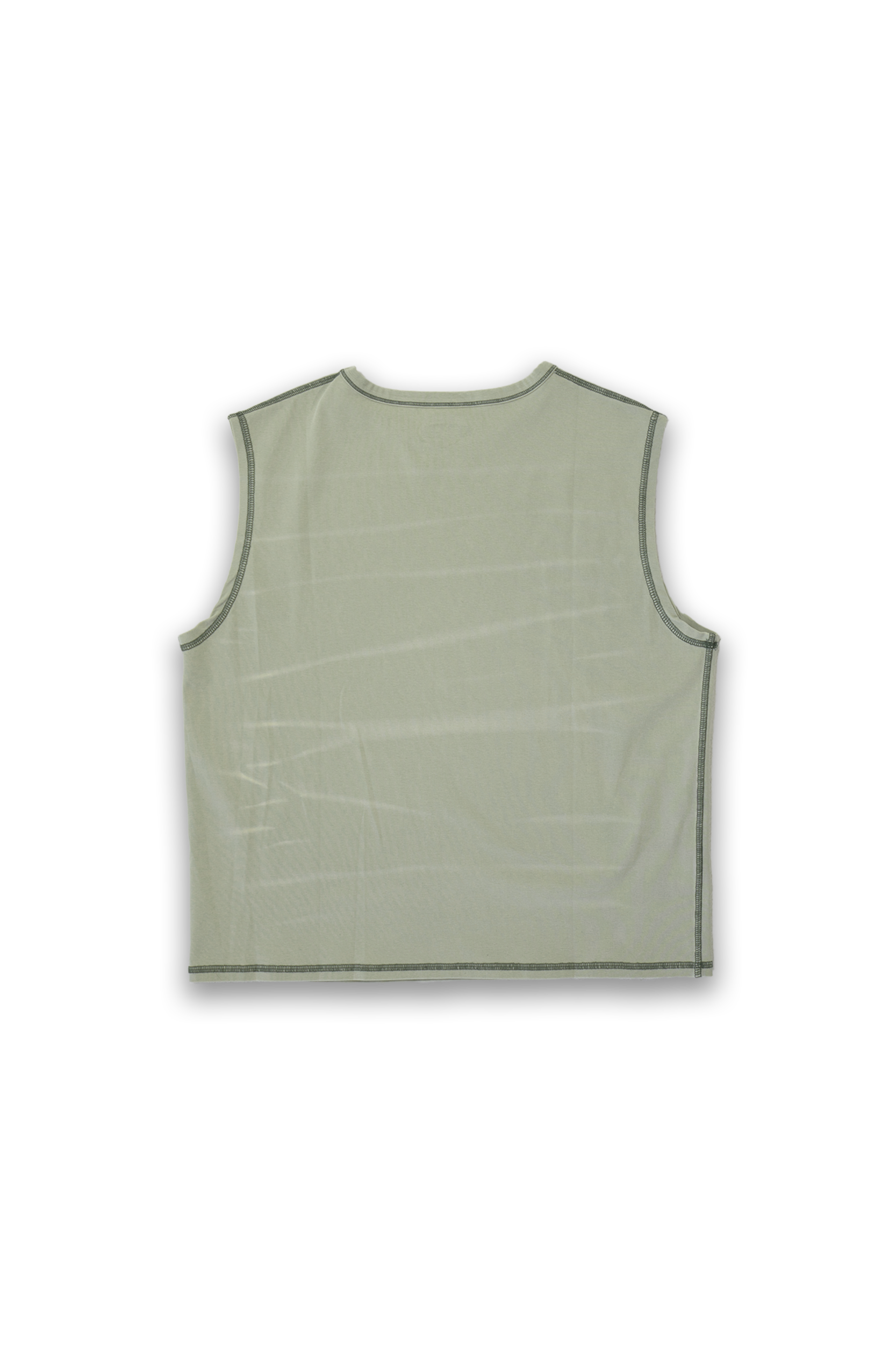 leaf finished cutoff tank top with alloy emblem