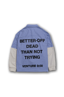 cobalt check &#39;better-off&#39; collar shirt with thermal sleeves