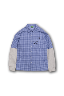 cobalt check &#39;better-off&#39; collar shirt with thermal sleeves