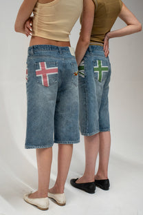 rose pedal overseas denim shorts