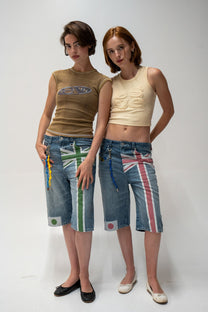 rose pedal overseas denim shorts