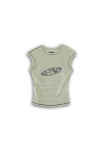 leaf drop shoulder tank top with alloy emblem