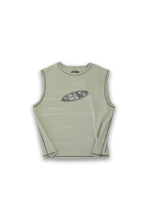 leaf finished cutoff tank top with alloy emblem