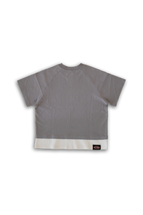 ash strata cotton tee with rhinestones and rose pedal emblem