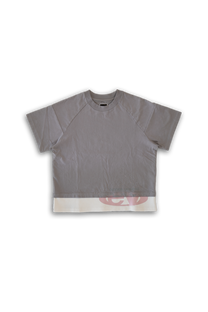ash strata cotton tee with rhinestones and rose pedal emblem